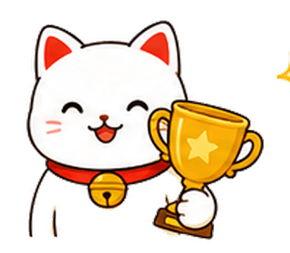 Mascot holding a trophy
